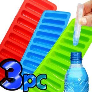 SILK HOME 3PC Food Grade ICE STICK TRAYS Reusable Freezable Storage Solutions
